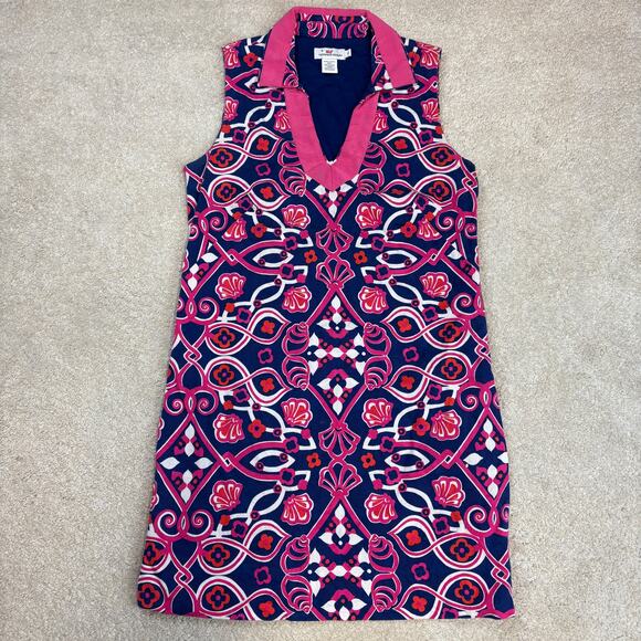 Vineyard Vines Shell Scarf Print Tunic Dress Commodore Color Size 8 - Picture 2 of 6